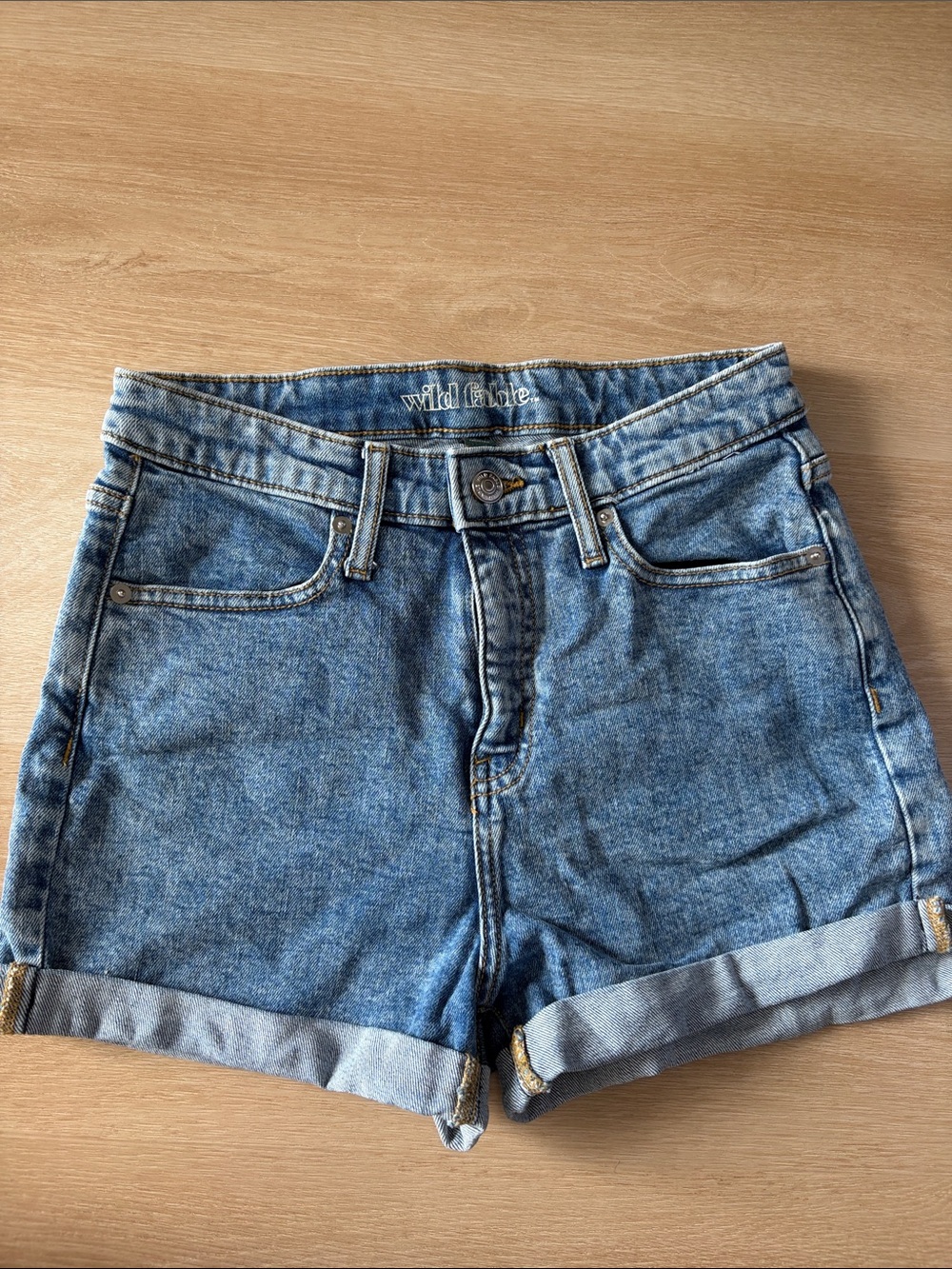 wild fable Medium Blue High-Rise Rolled Cuff Jean Shorts
